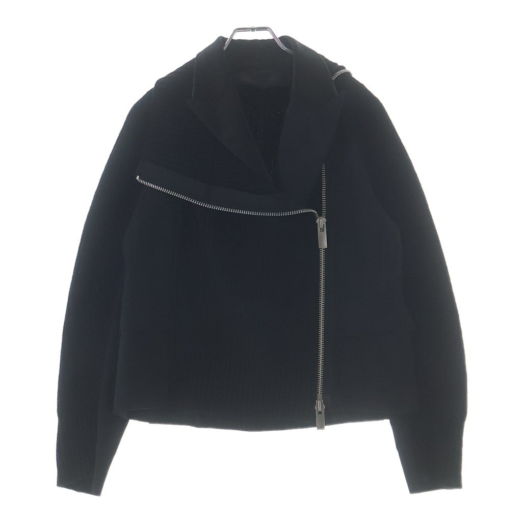 Sacai(サカイ) 22AW Suiting Knit Jacke スーチングニットジャケット テーラードジャケット ブルゾン ブラック 22-06174 レディース