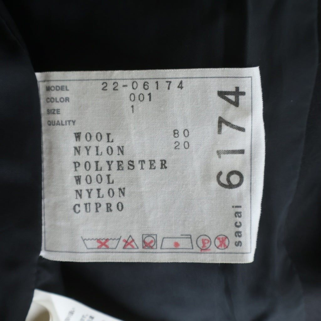 Sacai(サカイ) 22AW Suiting Knit Jacke スーチングニットジャケット テーラードジャケット ブルゾン ブラック 22-06174 レディース
