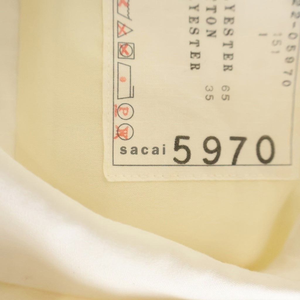 Sacai(サカイ) タックデザイン コットン ポプリン 7分丈 シャツ ワンピース ホワイト 22-05970 レディース