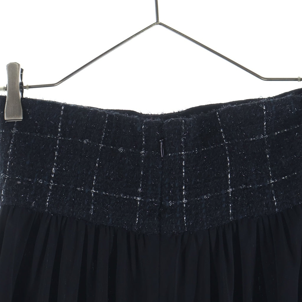 CHANEL(シャネル) 16AW グリッドチェック ツイード切り替え ギャザー スカート ブラック P54588V34910 レディース
