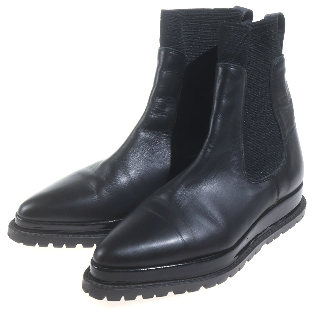 Sacai(サカイ) 19AW COWHIDE CHELSEA BOOTS カウハイドレザー サイドゴア ポインテッドトゥ ハイカット ブーツ ブラック 19-04791 レディース