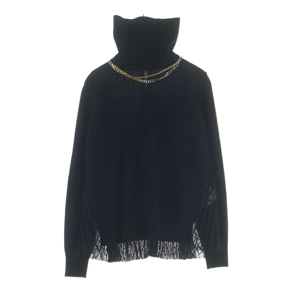 Sacai(サカイ) 20AW ドッキングワンピース ハイネック ニット ウール チェーン装飾 ブラック 20-05507 レディース
