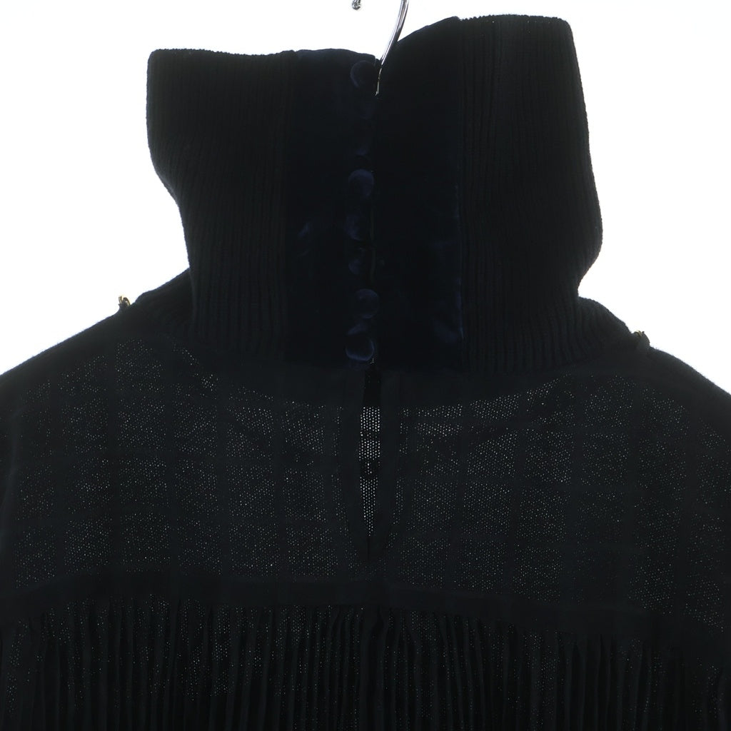 Sacai(サカイ) 20AW ドッキングワンピース ハイネック ニット ウール チェーン装飾 ブラック 20-05507 レディース
