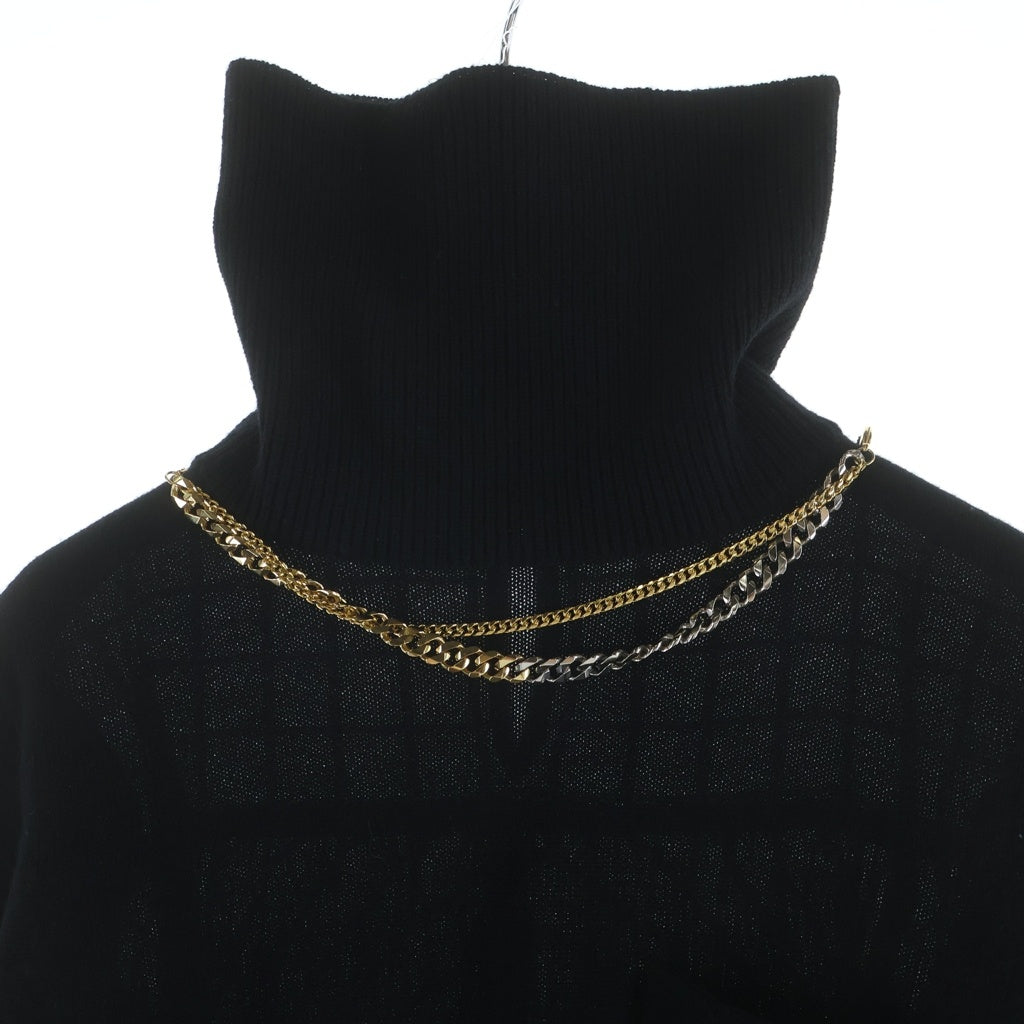 Sacai(サカイ) 20AW ドッキングワンピース ハイネック ニット ウール チェーン装飾 ブラック 20-05507 レディース