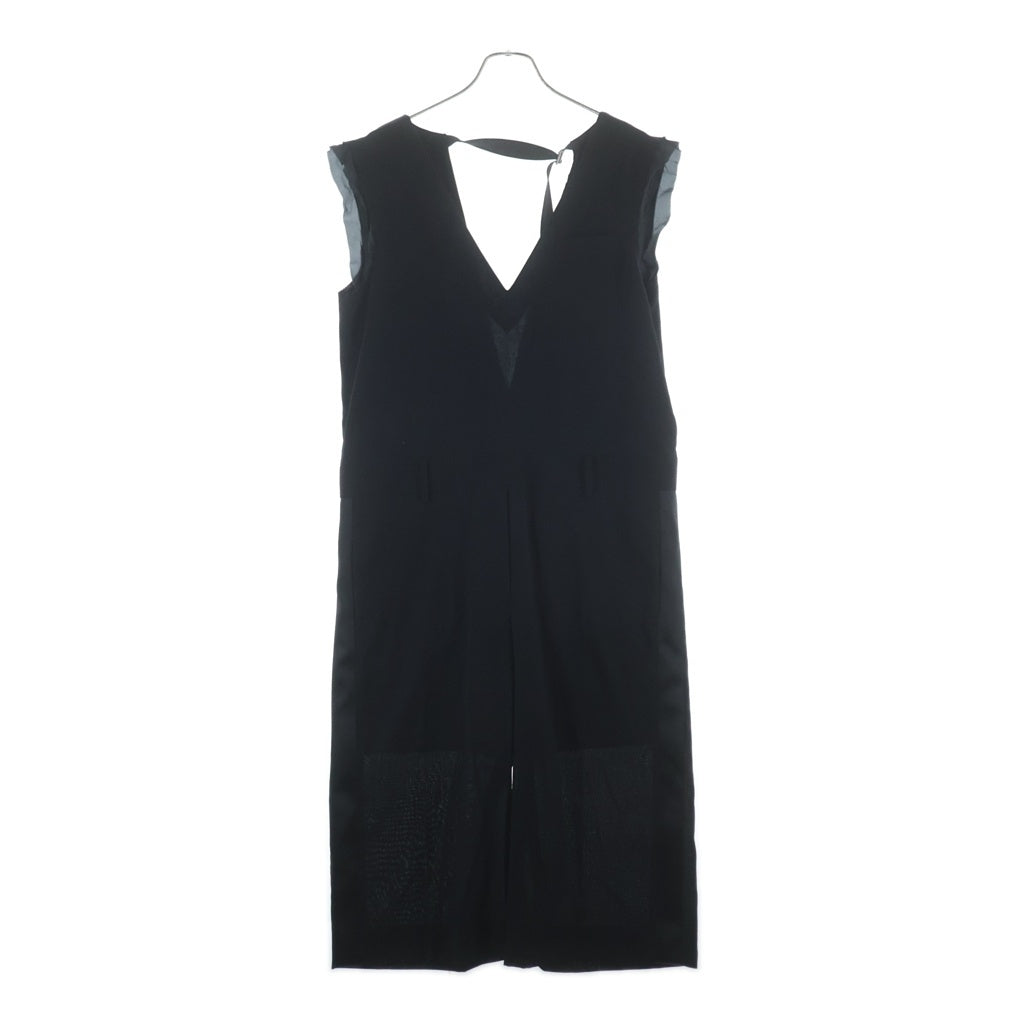 Sacai(サカイ) SUITING JUMPSUIT ノースリーブ Vネックデザイン オールインワン ジャンプスーツ ブラック 21-05393 レディース