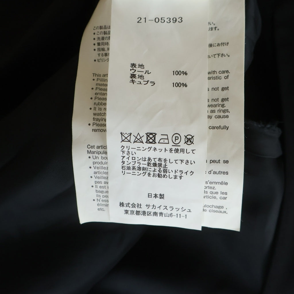 Sacai(サカイ) SUITING JUMPSUIT ノースリーブ Vネックデザイン オールインワン ジャンプスーツ ブラック 21-05393 レディース