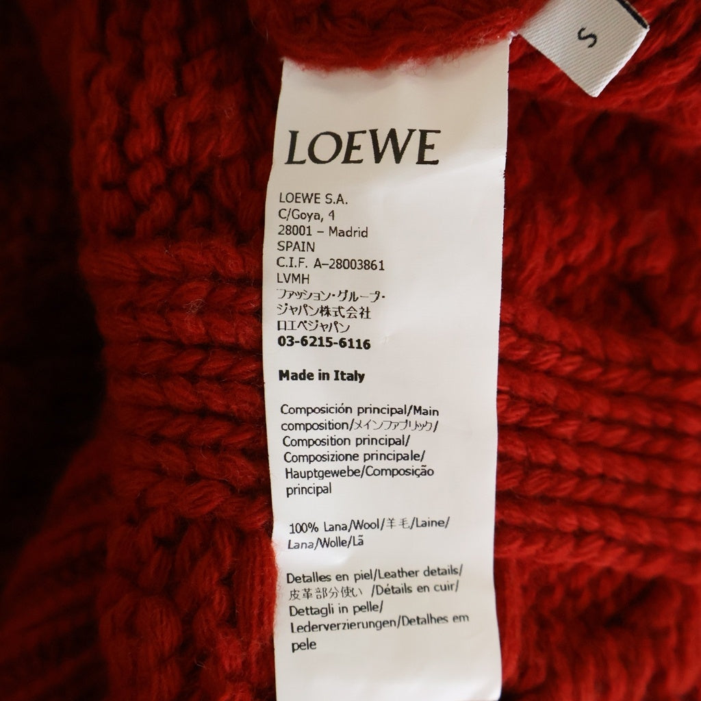 LOEWE(ロエベ) 23AW グラデーション ケーブル 編みニットセーター H526Y 14KH6 ホワイト/レッド