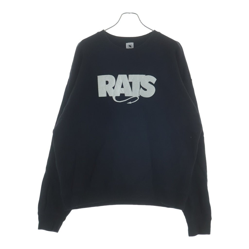 RATS(ラッツ) BOX LOGO SWEAT ボックスロゴデザイン クルーネック ロングスリーブ スウェット トレーナー ブラック 25RTC-1001