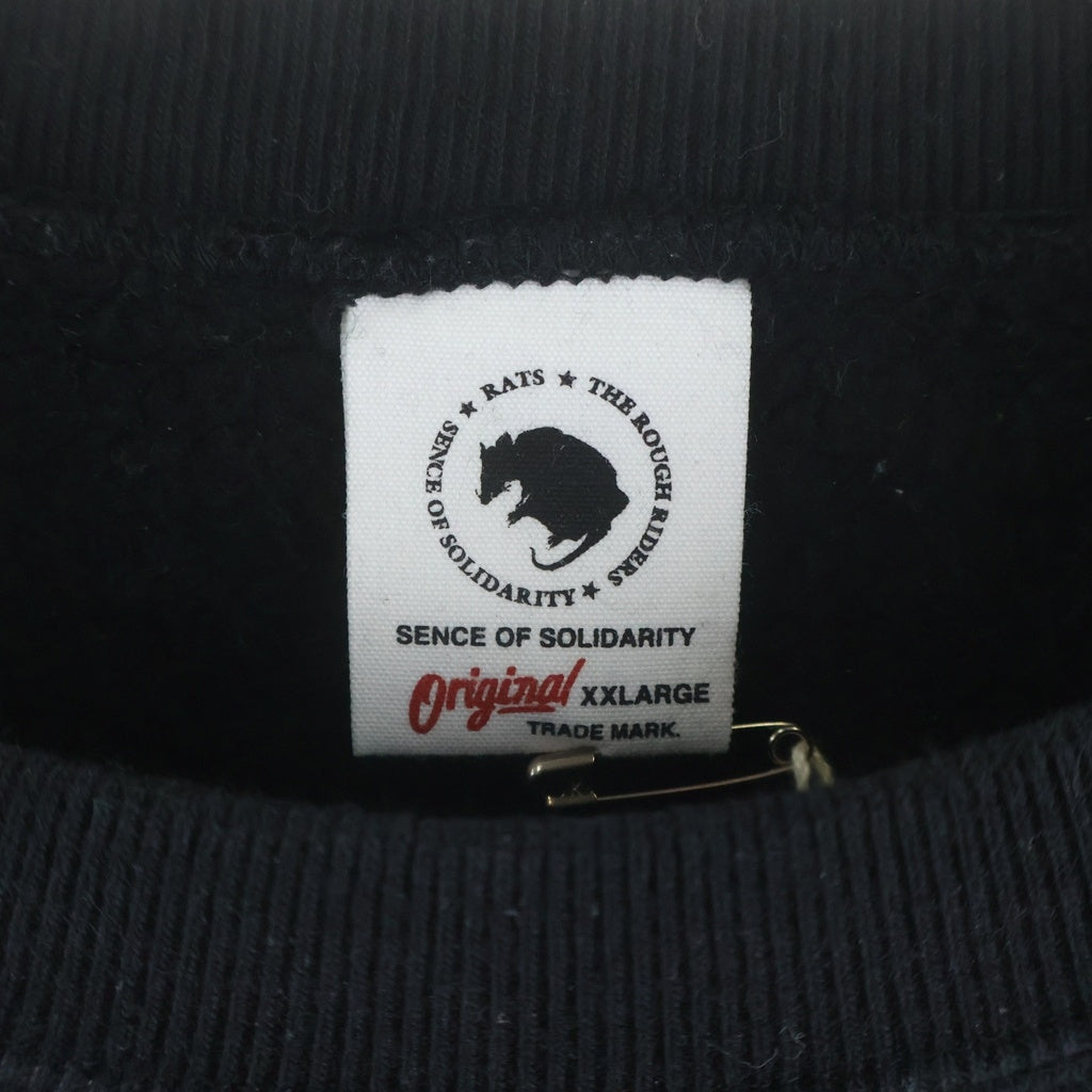 RATS(ラッツ) BOX LOGO SWEAT ボックスロゴデザイン クルーネック ロングスリーブ スウェット トレーナー ブラック 25RTC-1001