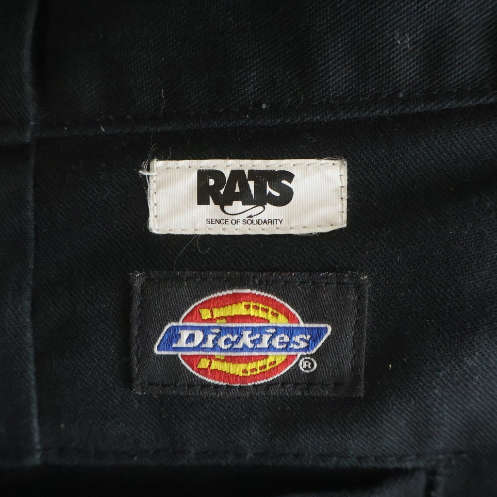 RATS(ラッツ) ×DICKIES 875 ディッキーズ ロゴデザイン ワイドシルエット ワークパンツ チノパン ブラック