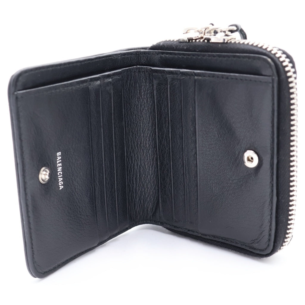 BALENCIAGA(バレンシアガ) PAPIER ZA BILLFOLD ペーパーザビルフォード ラウンドジップ ミニウォレット 2つ折り 財布 ブラック 371662