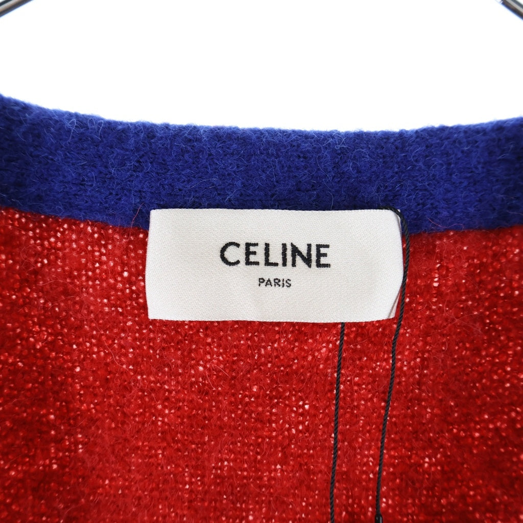 CELINE(セリーヌ) スタースパンコール装飾 アルパカウールニットカーディガン レッド/ブルー 2AG33420U
