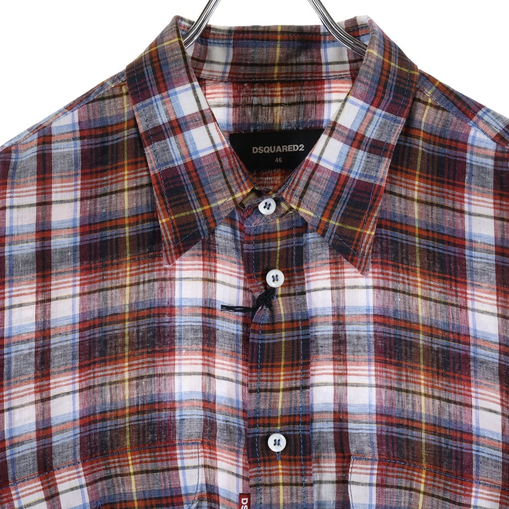 DSQUARED2(ディースクエアード) 26SS Ombre L/S Shirt オンブレ 長袖チェックシャツ レッド S74DM1006