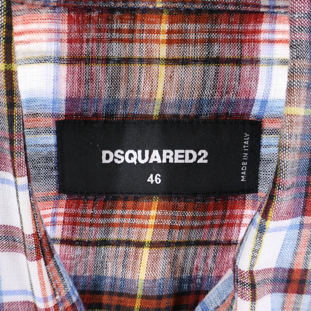DSQUARED2(ディースクエアード) 26SS Ombre L/S Shirt オンブレ 長袖チェックシャツ レッド S74DM1006