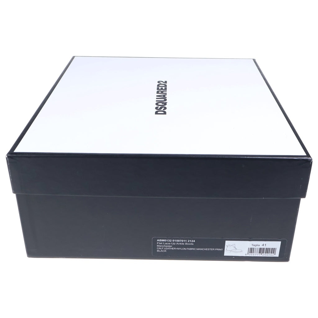 DSQUARED2(ディースクエアード) Flat Lace Up Ankle Boots アンクル レザーワークブーツ ブラック