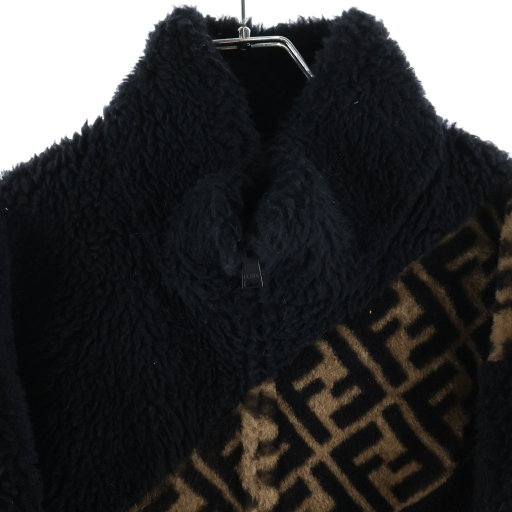 FENDI(フェンディ) ズッカ柄 ボアフリース ジャケット ブラック FW0948