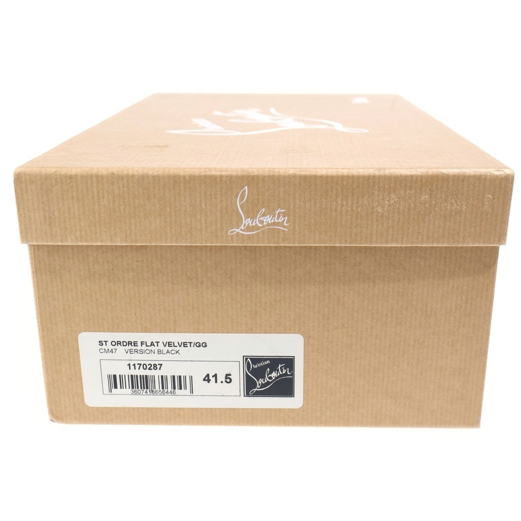 CHRISTIAN LOUBOUTIN(クリスチャンルブタン) ST ORDRE FLAT VELVET キルティング ラインストーン スリッポン ベルベット ローファー ネイビー 1170287
