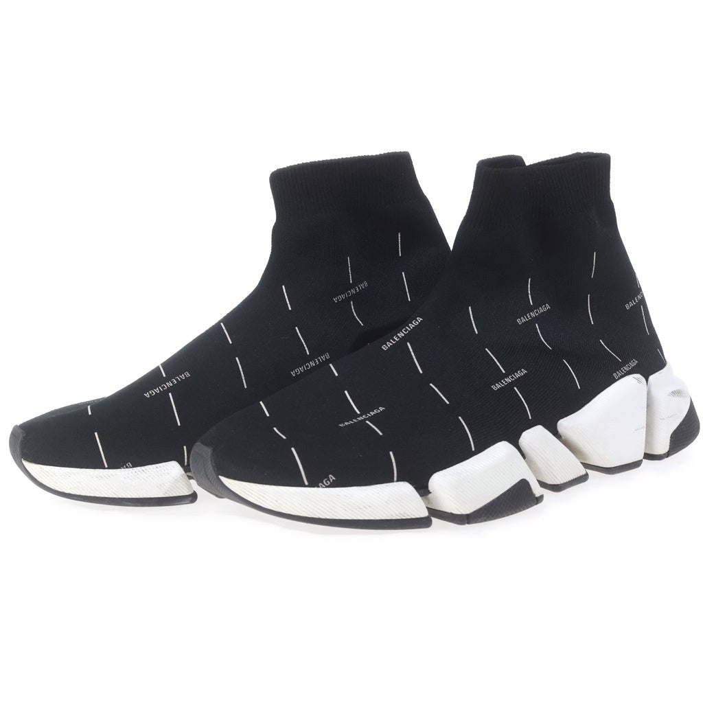 BALENCIAGA(バレンシアガ) SPEED TRAINER MID LOGO PRINT スピードトレーナー ロゴ ハイカットスニーカー ソックススニーカー ブラック