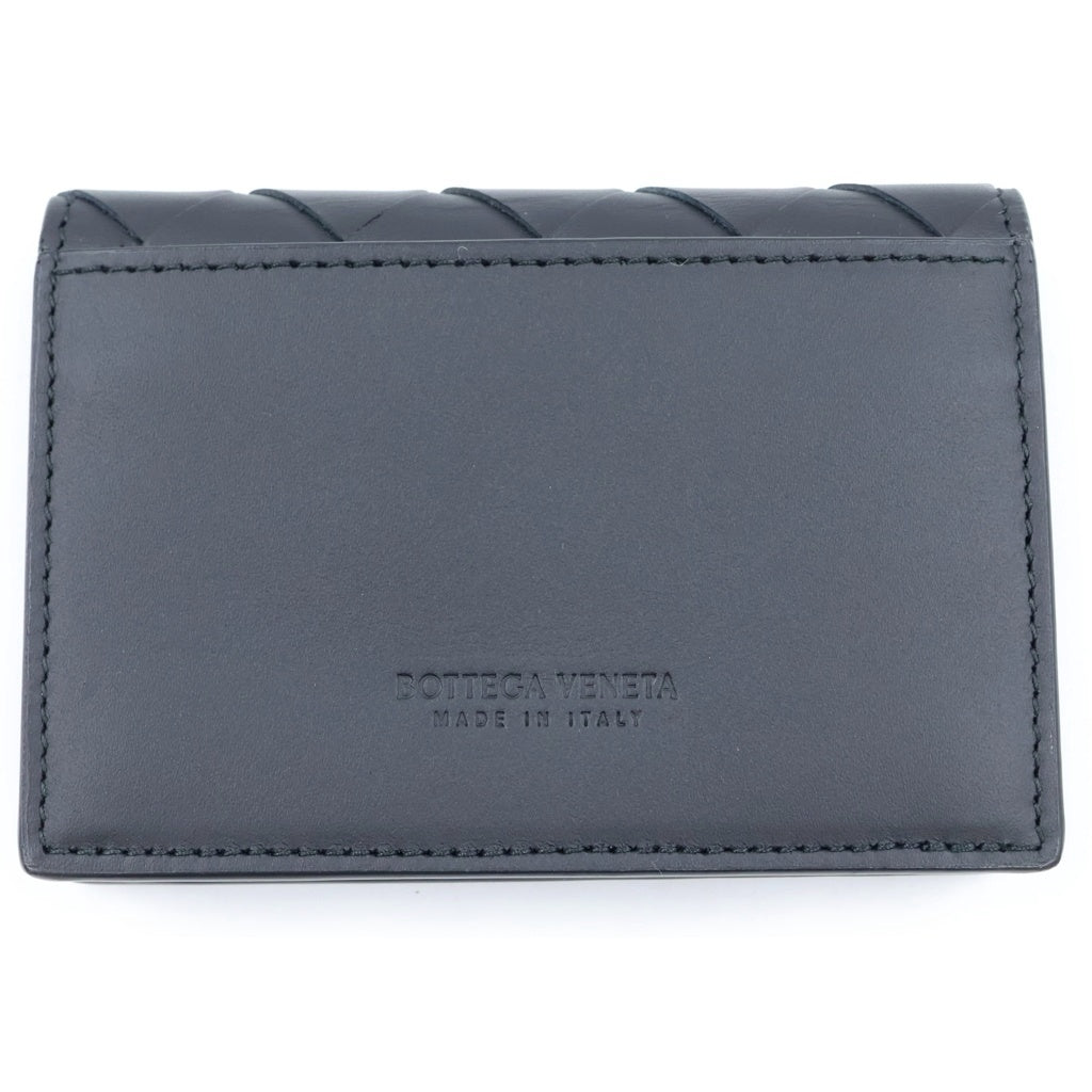 BOTTEGA VENETA(ボッテガヴェネタ) イントレチャート 二つ折りカードケース 名刺入れ 財布 ブラック レザー
