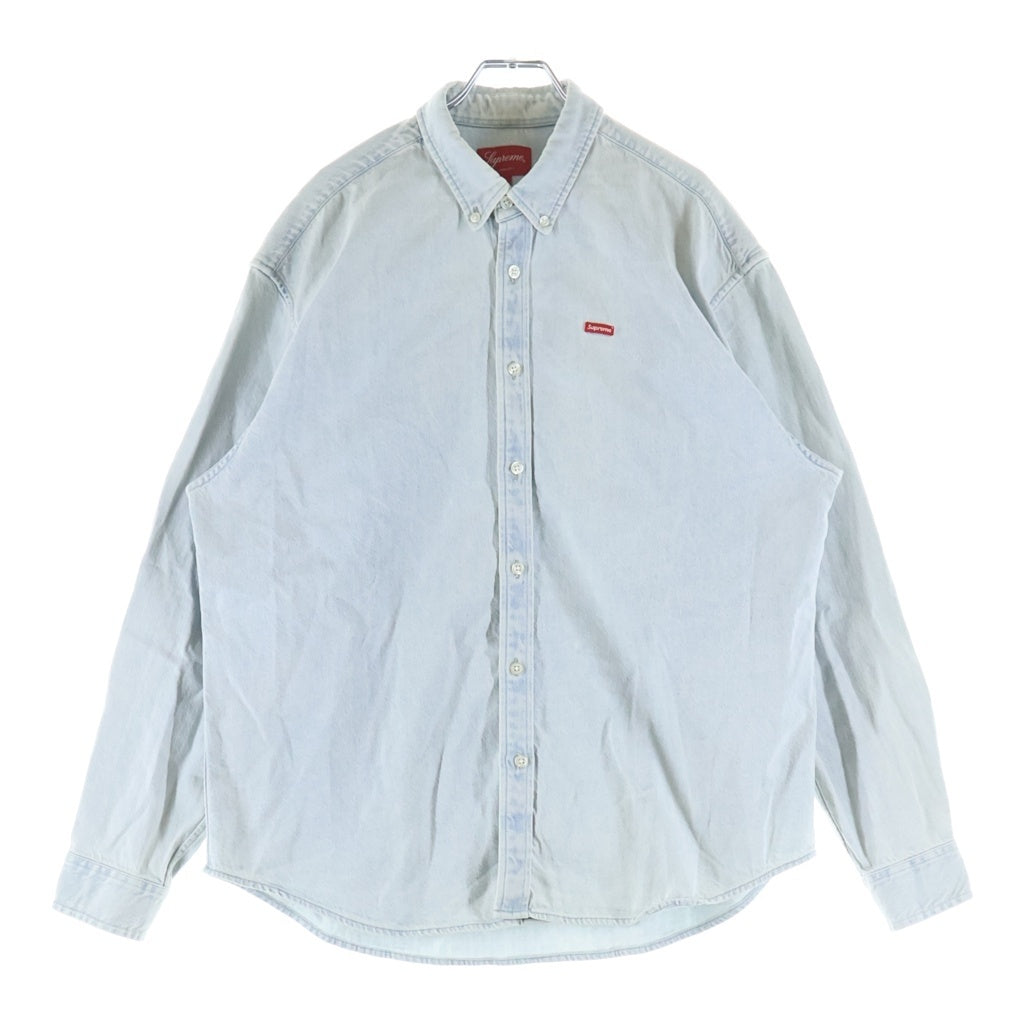 SUPREME(シュプリーム) 24SS Small Box Shirt スモールボックスロゴデザイン ロングスリーブ 長袖 ボタンシャツ ブルー