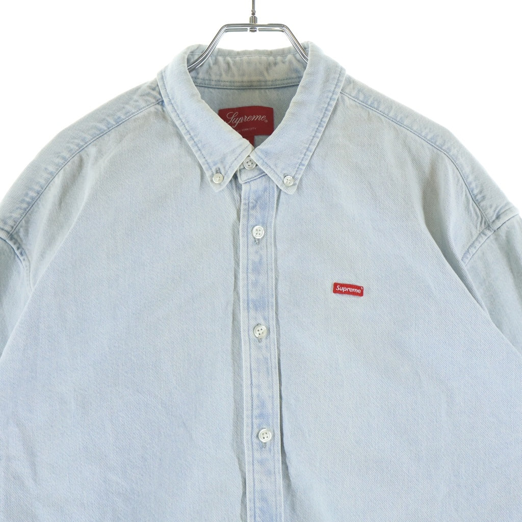 SUPREME(シュプリーム) 24SS Small Box Shirt スモールボックスロゴデザイン ロングスリーブ 長袖 ボタンシャツ ブルー