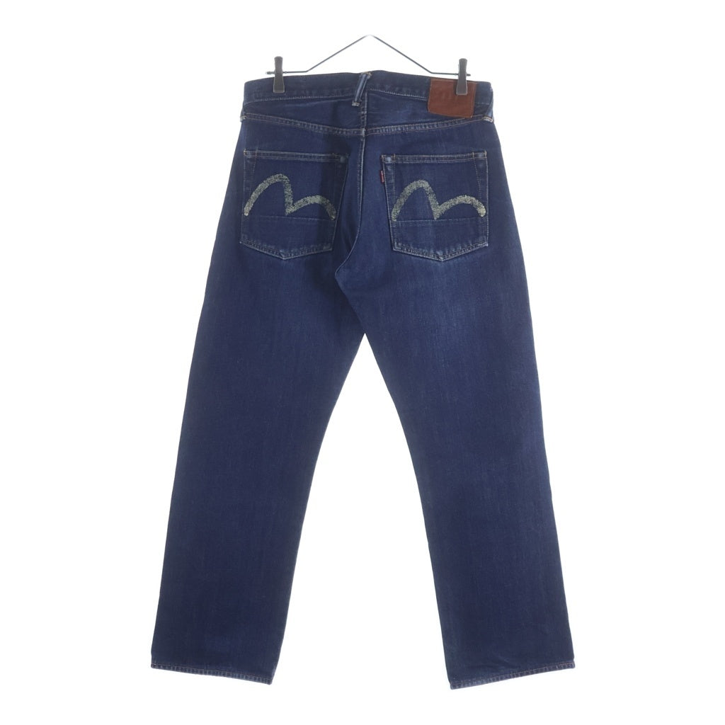 EVISU(エビス) バックポケット カモメロゴデザイン ボタンフライ ストレート デニム パンツ ジーンズ インディゴ