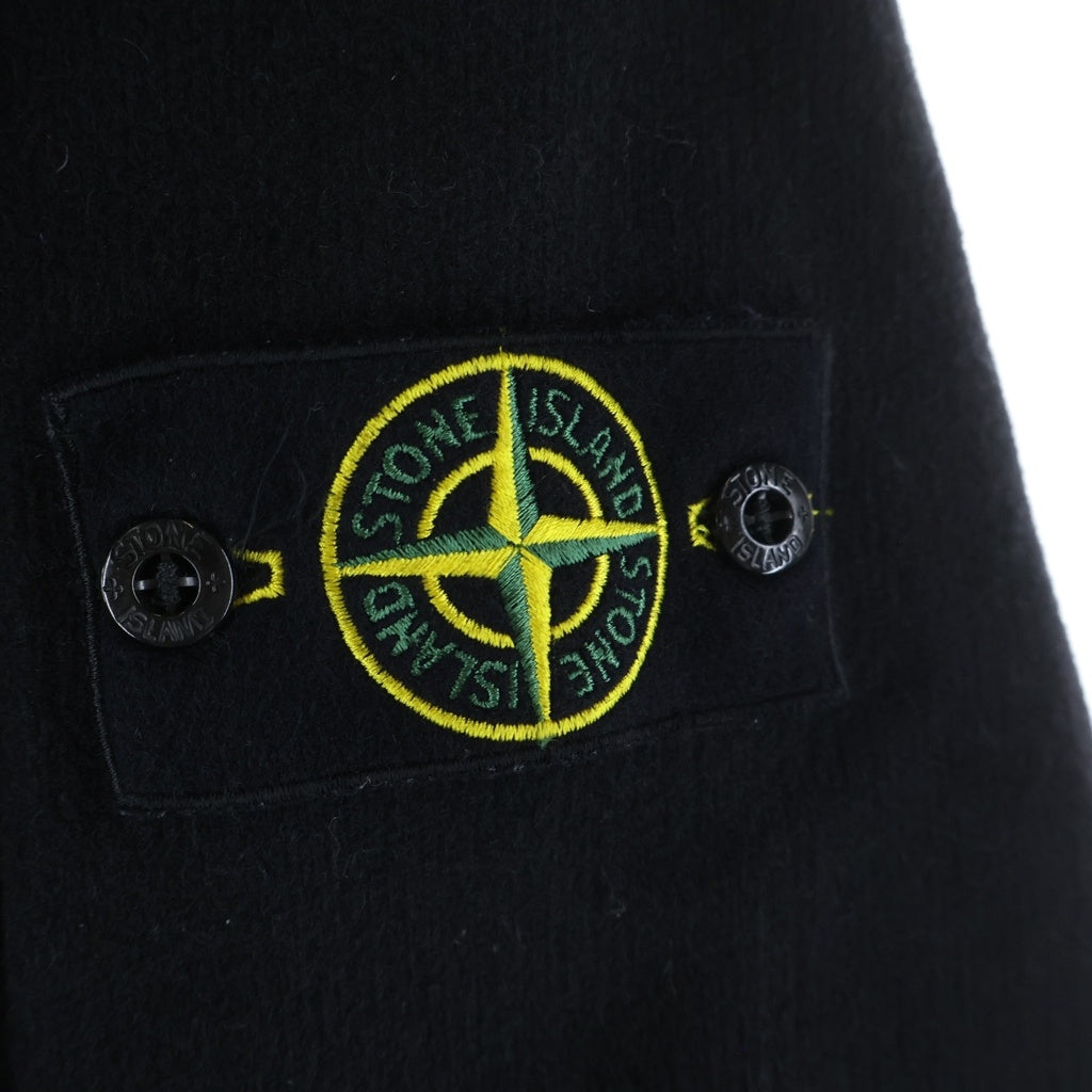 STONE ISLAND(ストーンアイランド) 21AW PANNO SPECIALE ロゴパッチデザイン ジップ付きポケット ウール混 ピーコート ジャケット ブラック 751543609