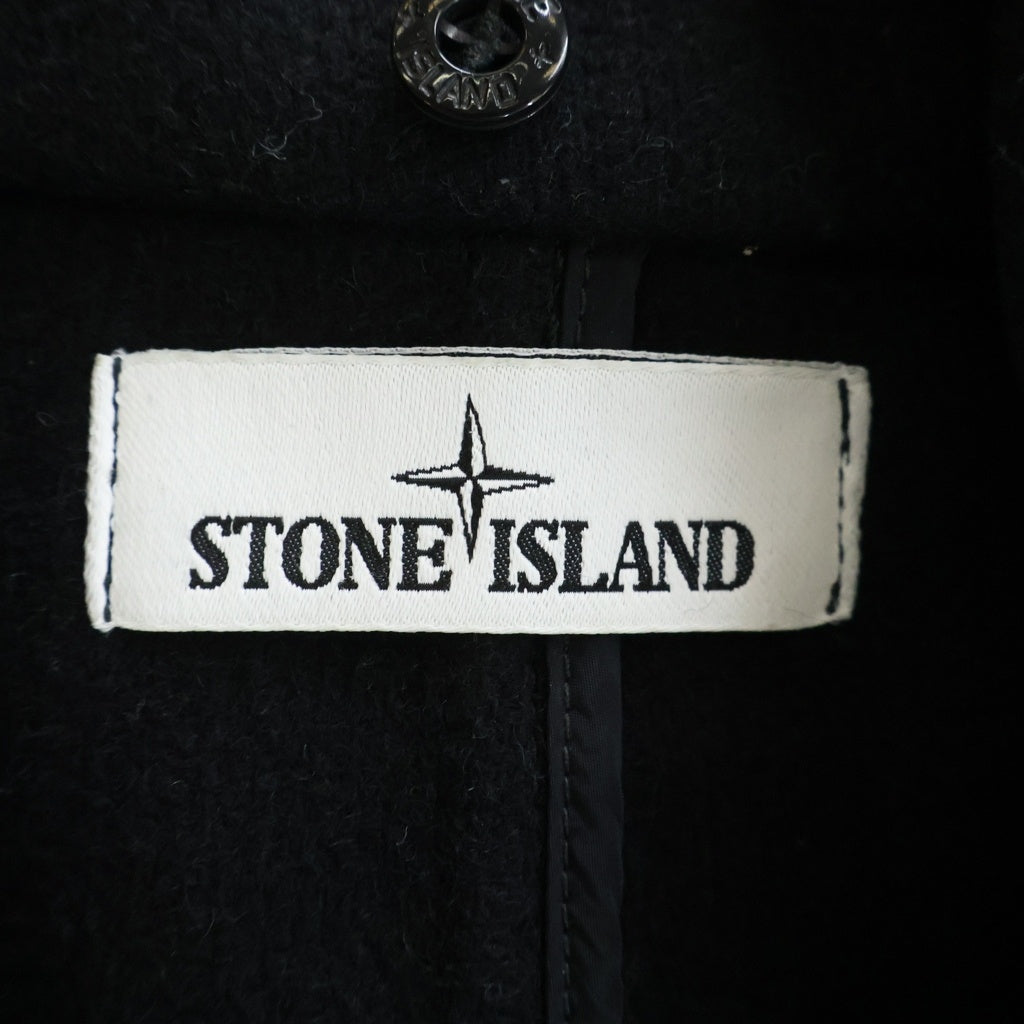 STONE ISLAND(ストーンアイランド) 21AW PANNO SPECIALE ロゴパッチデザイン ジップ付きポケット ウール混 ピーコート ジャケット ブラック 751543609