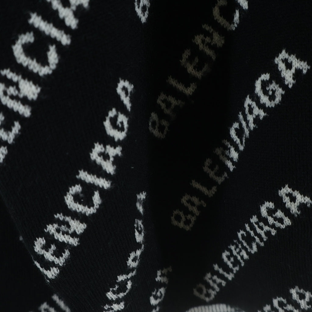 BALENCIAGA(バレンシアガ) MINI ALLOVER LOGO SWEATER 総柄ロゴデザイン クルーネック ニット セーター ブラック 719654 T1660