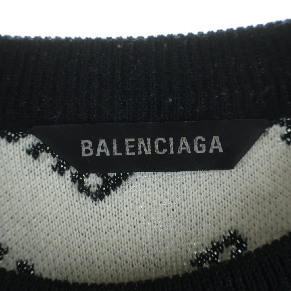 BALENCIAGA(バレンシアガ) MINI ALLOVER LOGO SWEATER 総柄ロゴデザイン クルーネック ニット セーター ブラック 719654 T1660