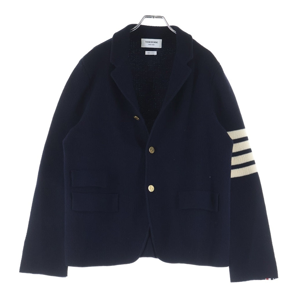 THOM BROWNE(トムブラウン) 4BAR ニット フラップポケット スポーツ コート ジャケット ネイビー MKJ063A-Y1002415