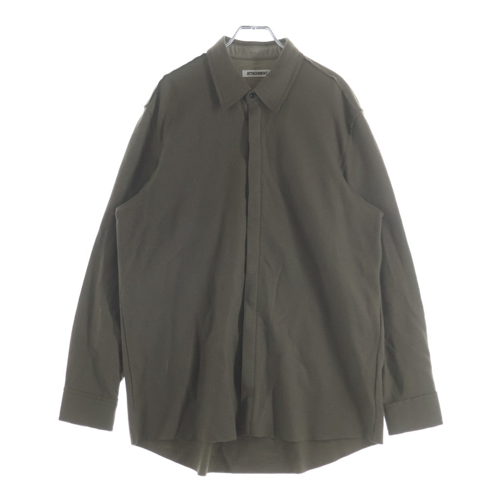 ATTACHMENT(アタッチメント) 22AW ウールシルク インターロック クルーネック ドロップショルダー ニットソー