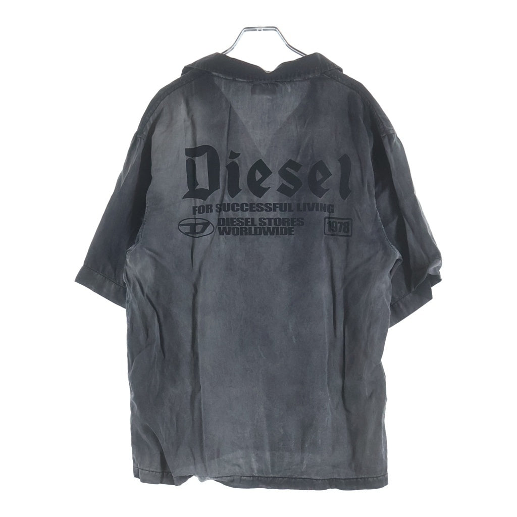 DIESEL(ディーゼル) S-GHENT バックロゴ 半袖デニムシャツ ヴィンテージ加工 スナップボタン グレー A15071