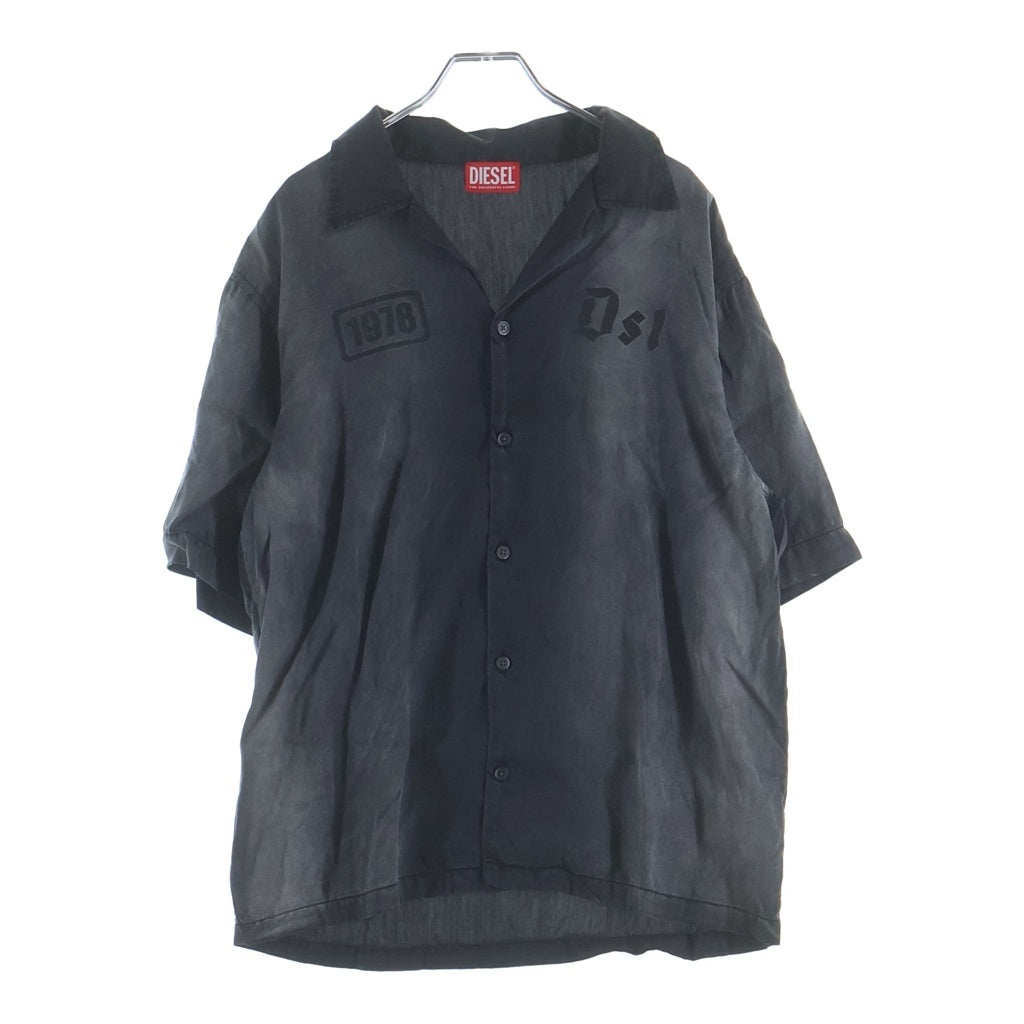 DIESEL(ディーゼル) S-GHENT バックロゴ 半袖デニムシャツ ヴィンテージ加工 スナップボタン グレー A15071