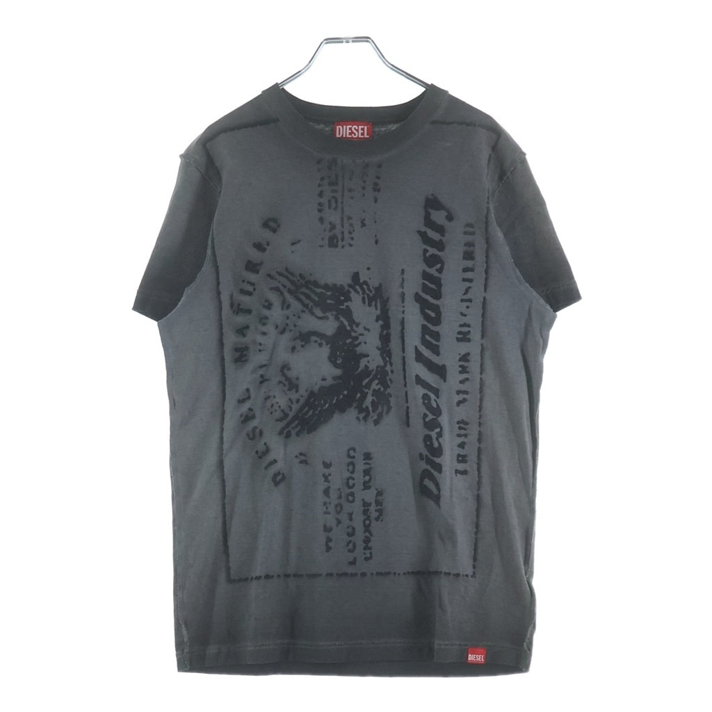 DIESEL(ディーゼル) FADED JACRON PRINT フロントプリント 半袖Tシャツ カットソー グレー