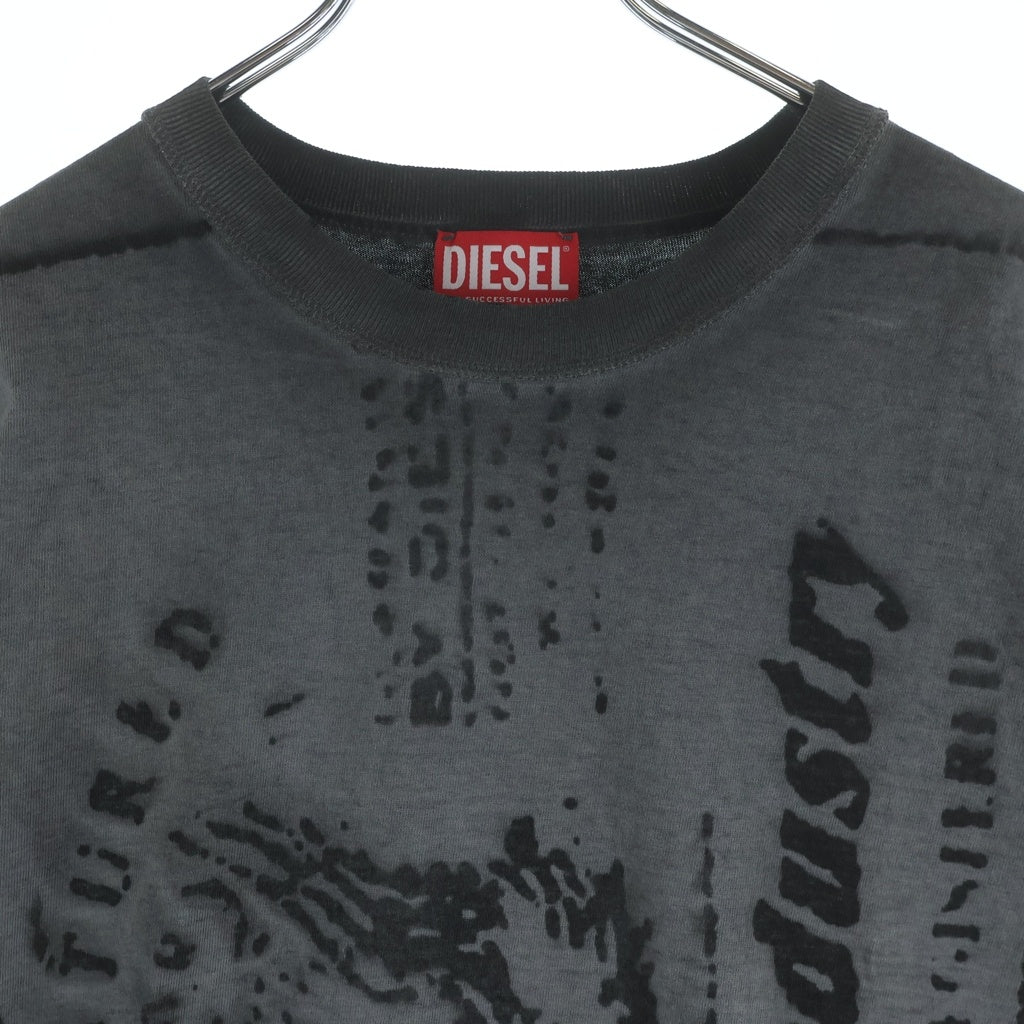 DIESEL(ディーゼル) FADED JACRON PRINT フロントプリント 半袖Tシャツ カットソー グレー