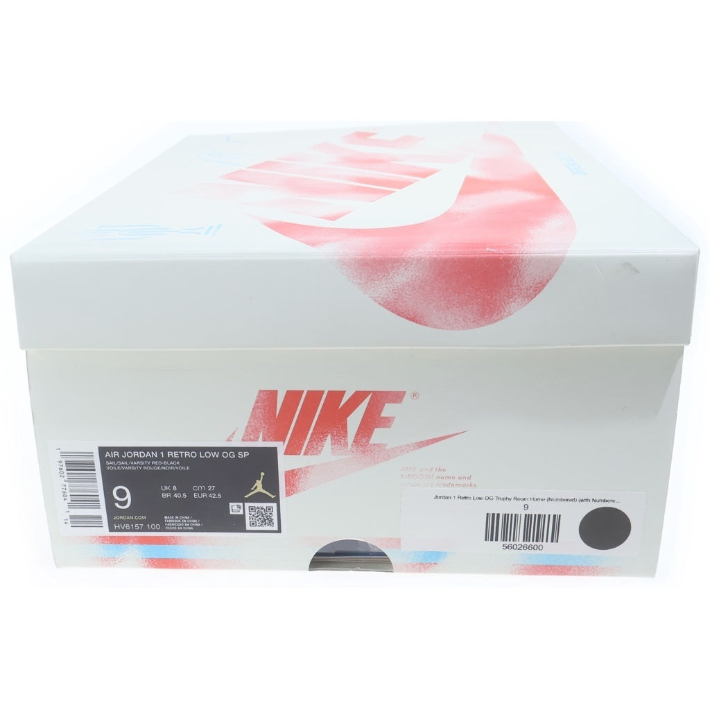 NIKE(ナイキ) ×Trophy Room AIR JORDAN 1 LOW OG HOME HV6157-100 トロフィールーム エアジョーダン1 ロー ホーム ローカットスニーカー レッド/ホワイト US9/27cm