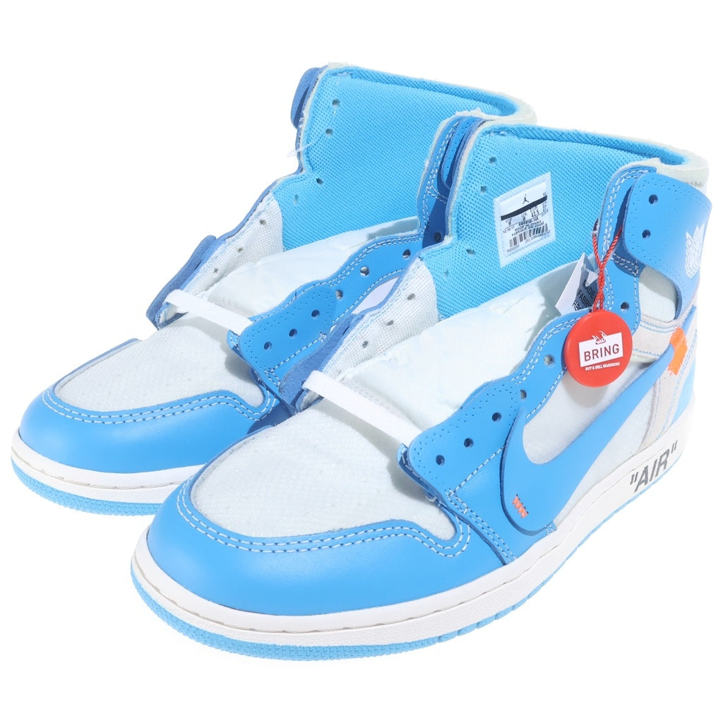 NIKE(ナイキ) ×OFF-WHITE AIR JORDAN 1 HIGH UNC WHITE DARK POWDER BLUE AQ0818-148 オフホワイト エアジョーダン1 ハイカットスニーカー ホワイト/ブルー US9/27cm