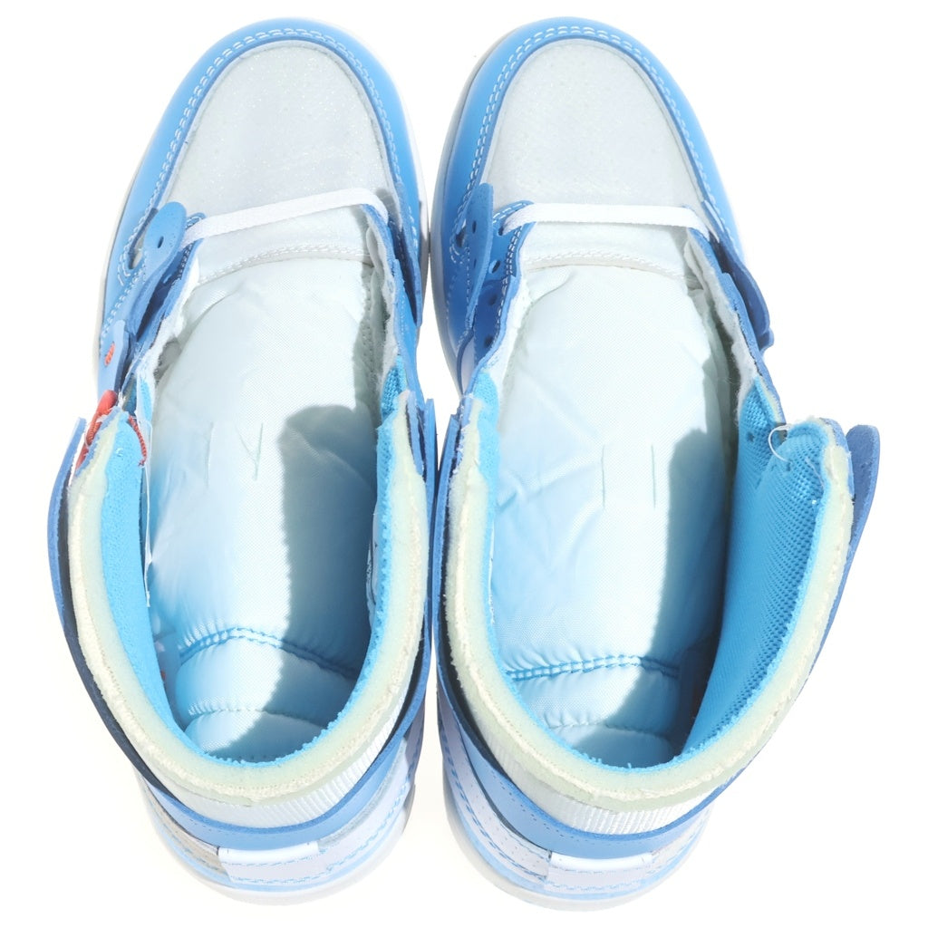 NIKE(ナイキ) ×OFF-WHITE AIR JORDAN 1 HIGH UNC WHITE DARK POWDER BLUE AQ0818-148 オフホワイト エアジョーダン1 ハイカットスニーカー ホワイト/ブルー US9/27cm