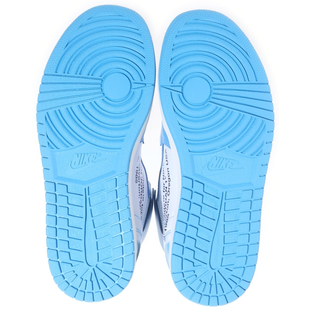 NIKE(ナイキ) ×OFF-WHITE AIR JORDAN 1 HIGH UNC WHITE DARK POWDER BLUE AQ0818-148 オフホワイト エアジョーダン1 ハイカットスニーカー ホワイト/ブルー US9/27cm