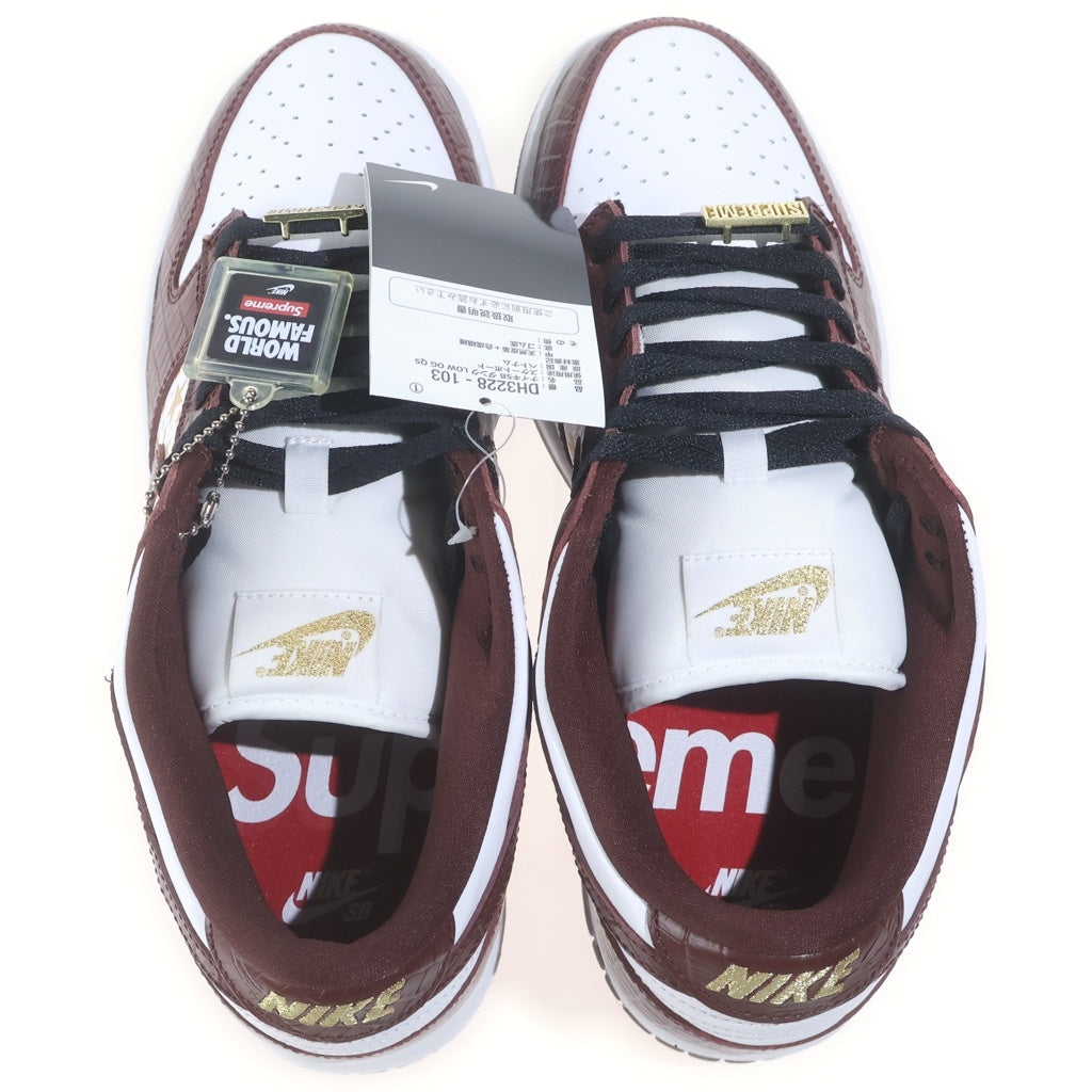 NIKE SB(ナイキエスビー) ×SUPREME DUNK LOW OG QS GOLD STARS WHITE/BARKROOT BROWN シュプリーム ダンク ローカットスニーカー ブラウン US9.5/27.5cm DH3228-103