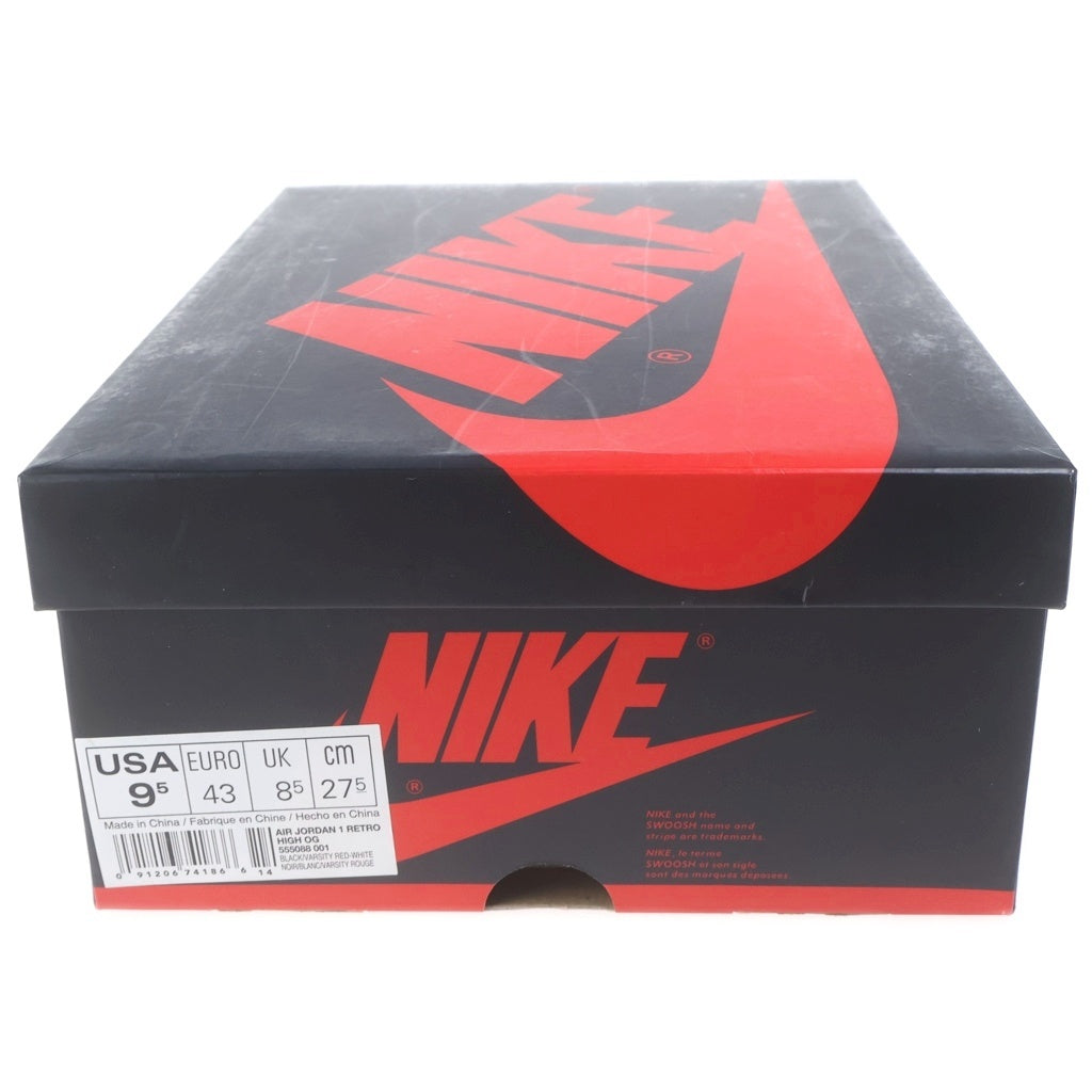 NIKE(ナイキ) AIR JORDAN1 RETRO HIGH OG BRED BANNED エアジョーダン1 レトロ ブレッド バンド ハイカットスニーカー ブラック/レッド US9.5/27.5cm 555088-001