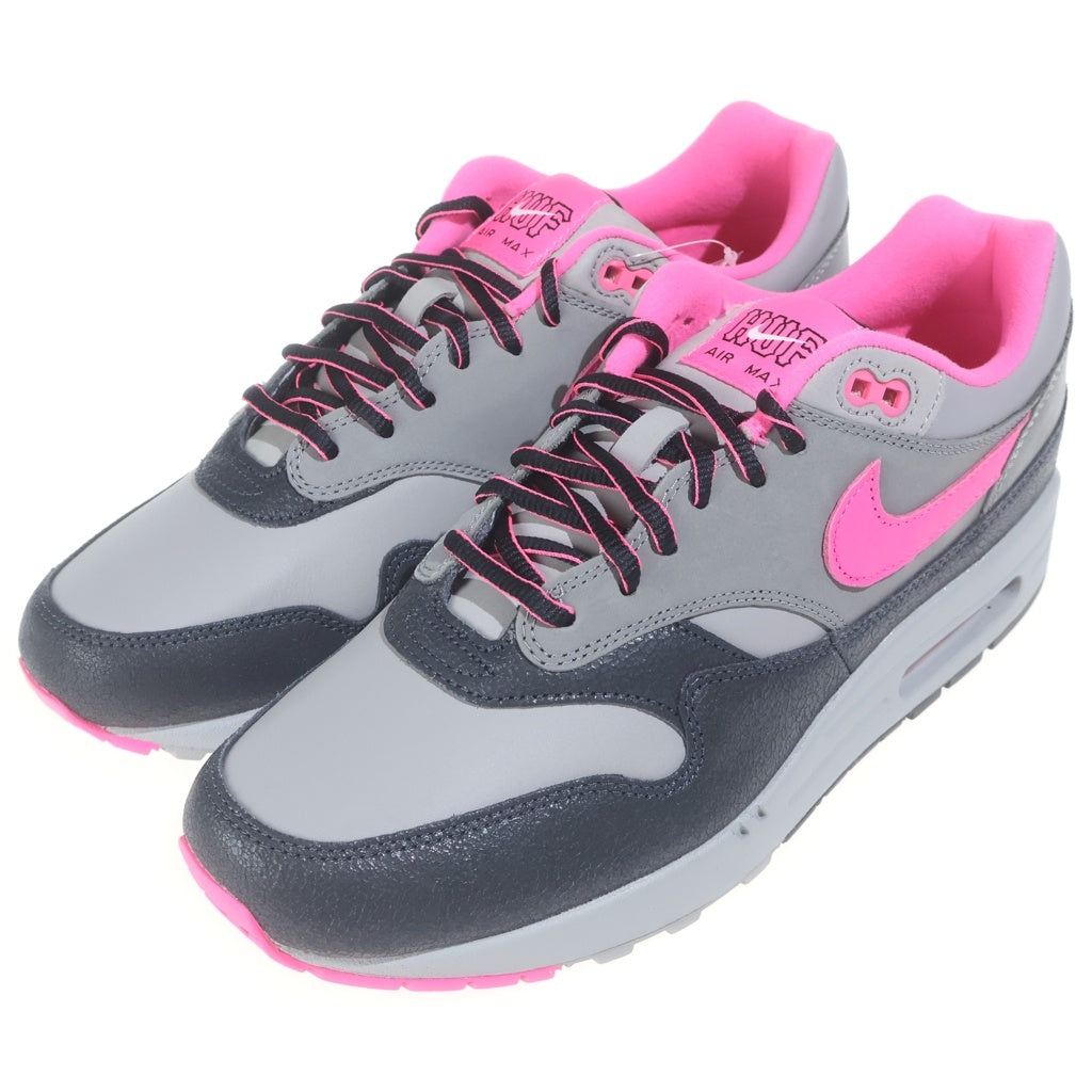 NIKE(ナイキ) ×HUF AIR MAX 1 ANTHRACITE PINK POW ハフ エアマックス1 アンスラサイト ピンクパウ ローカットスニーカー グレー/ピンク US9.5/27.5cm HF3713-003
