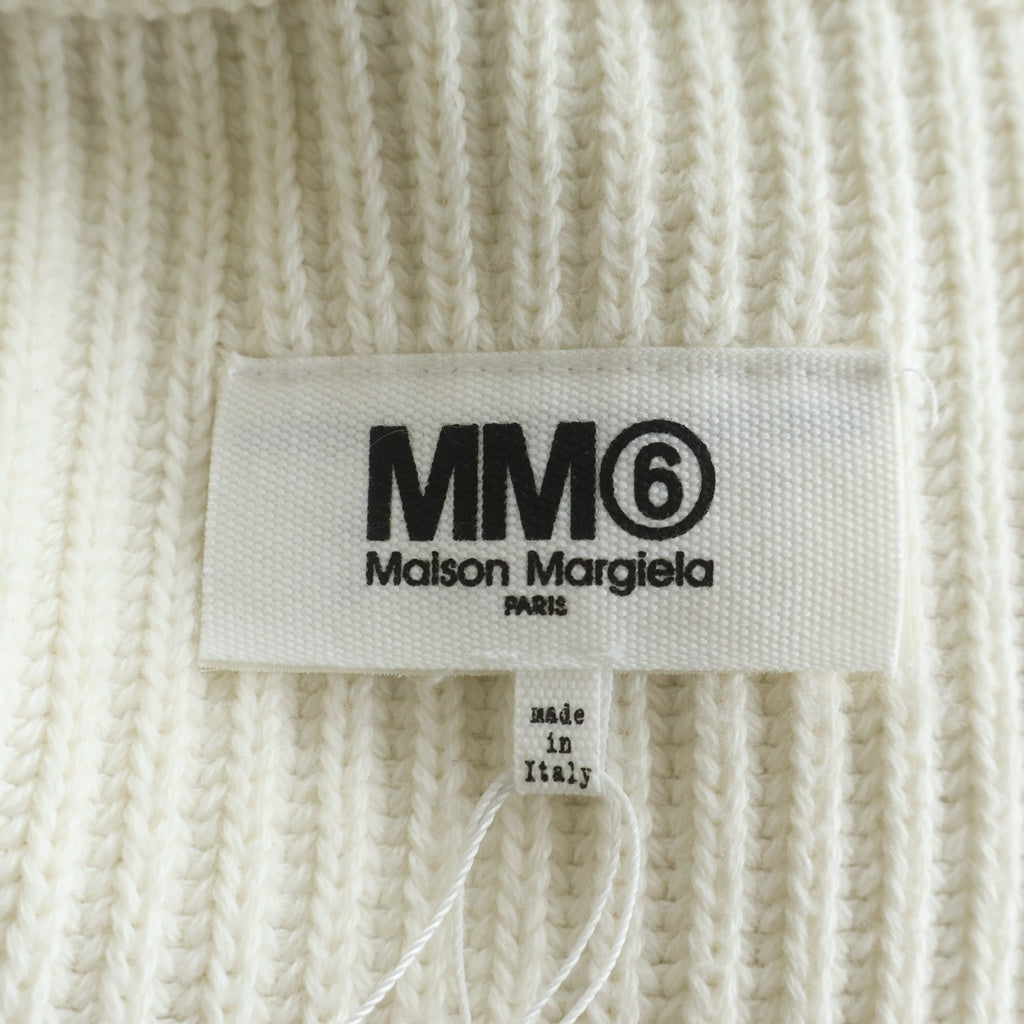 MM6 Maison Margiela(エムエムシックスメゾンマルジェラ) 23AW ラミネートジップアップ ニット カーディガン ホワイト/パープル S52AM0272