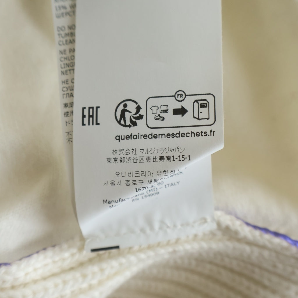 MM6 Maison Margiela(エムエムシックスメゾンマルジェラ) 23AW ラミネートジップアップ ニット カーディガン ホワイト/パープル S52AM0272