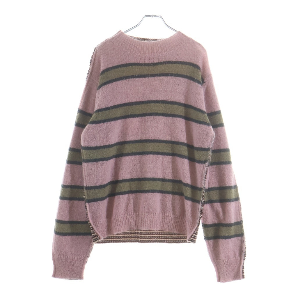 MARNI(マルニ) 25AW モヘア混ウール クルーネック ボーダー ニットセーター ピンク GCMG0204Q1