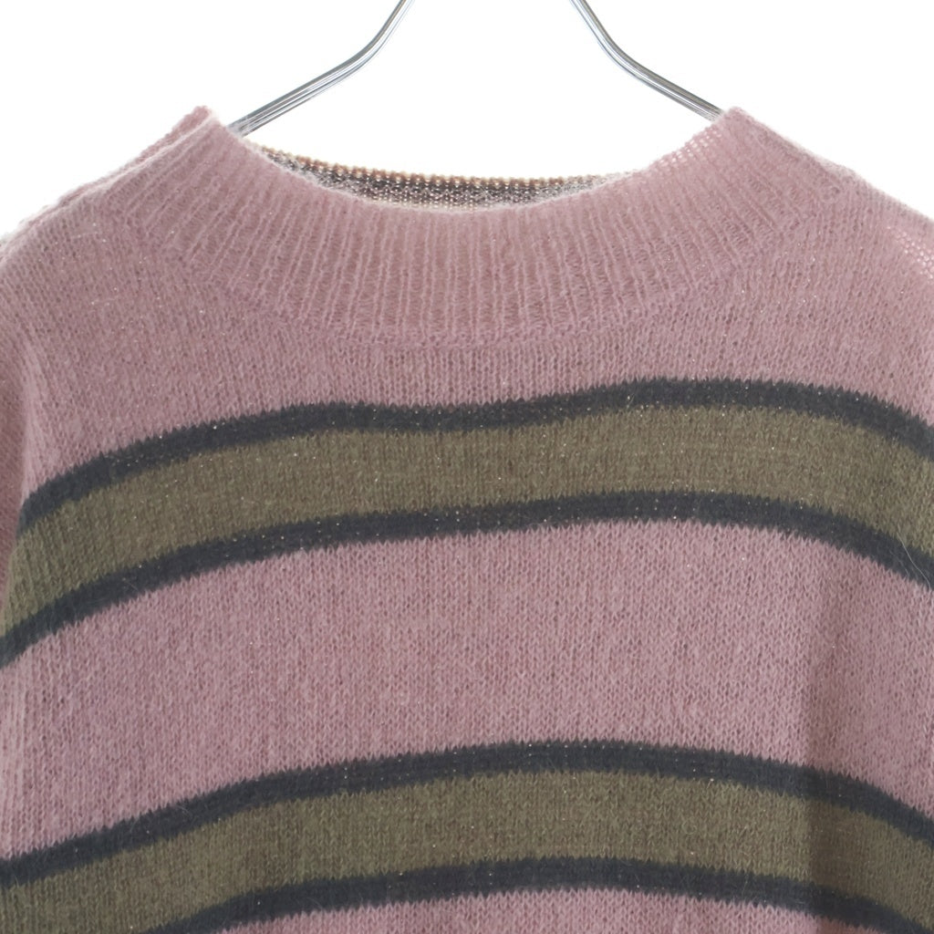 MARNI(マルニ) 25AW モヘア混ウール クルーネック ボーダー ニットセーター ピンク GCMG0204Q1