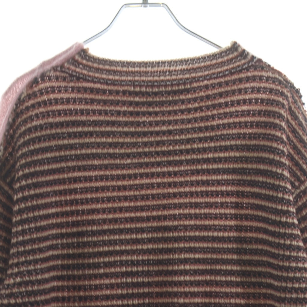 MARNI(マルニ) 25AW モヘア混ウール クルーネック ボーダー ニットセーター ピンク GCMG0204Q1