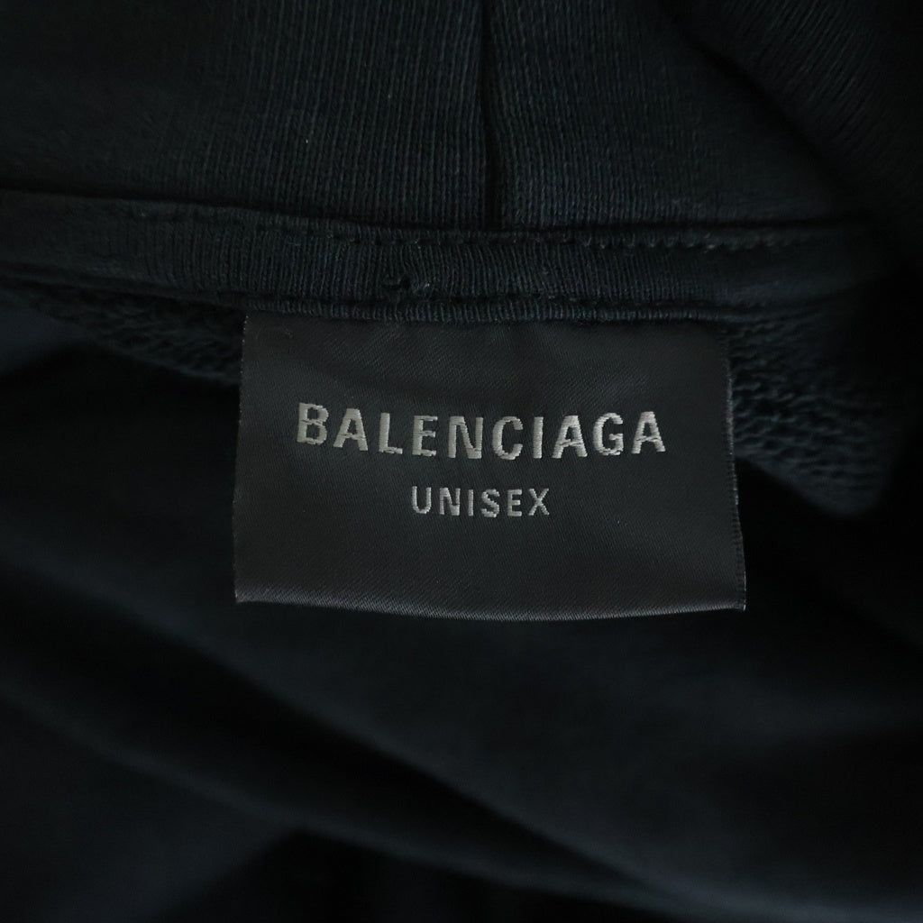 BALENCIAGA(バレンシアガ) ブランドロゴデザイン フーデッド プルオーバー スウェット パーカー ブラック 739024 TQVA8