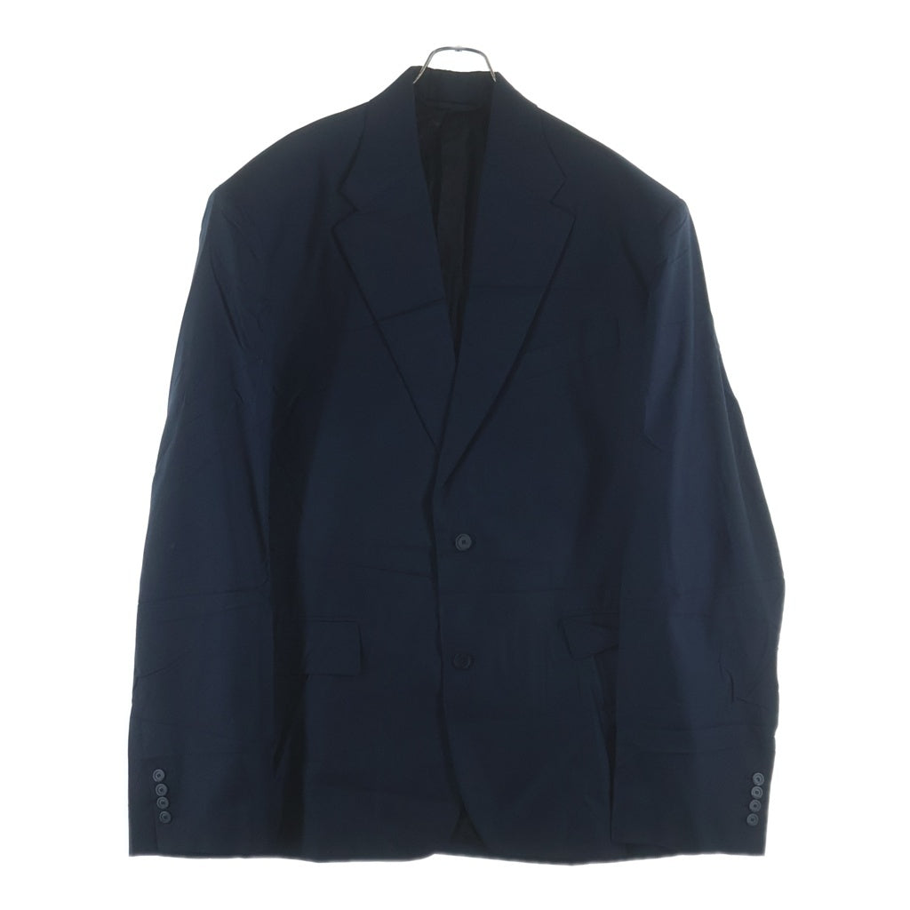 BALENCIAGA(バレンシアガ) NAVY OVERSIZED SINGLE-BREASTED CREASE EFFECT BLAZER ネイビー オーバーシルエット シングルジャケット ブラック 661434 TKT03